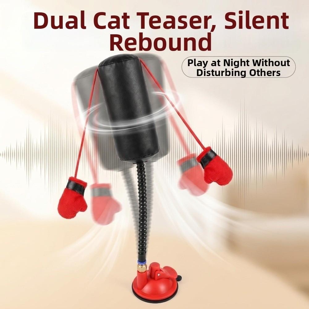 Creative Cat Boxing Suction Cup Base Standing Interactive Cat Stable Boxing Gloves Cat Speed Bag Kitten Teasing