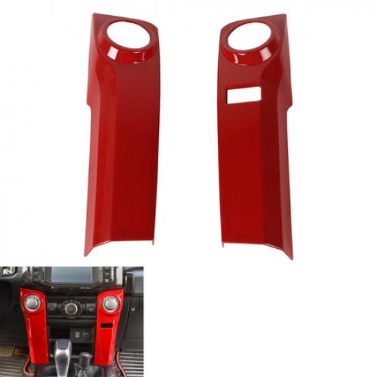 Red Air Conditioner Control Panel Trim Decoration Cover Bezels For 4Runner 2010+