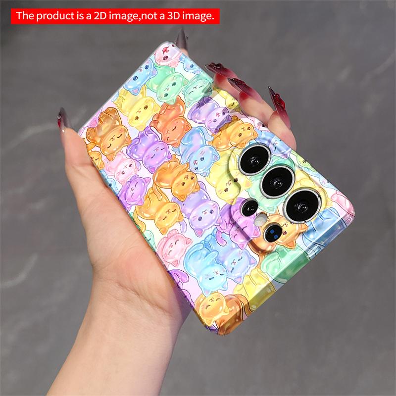 2DFlat Samsung phone case Rainbow Cats Glitter Phone Case Applicable to Galaxy S23 S24 S25ULTRA S26 A12 A14 A15 A16 A54 A55