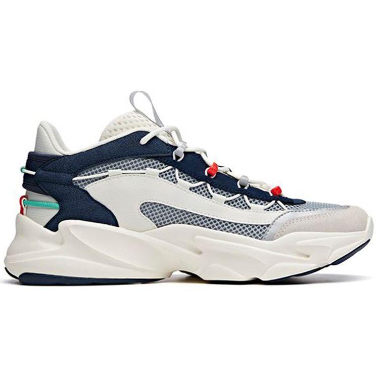 Anta Walker Mesh Structure Splicing Non-Slip Wear-Resistant Low-Top Running Shoes Men Sneakers White Blue 112028889-2