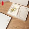 Silk Embroidery Square Scarf And Pearl Necklace Gift Set, Mulberry Silk Suzhou Embroidery Scarf for Women, Birthday Present