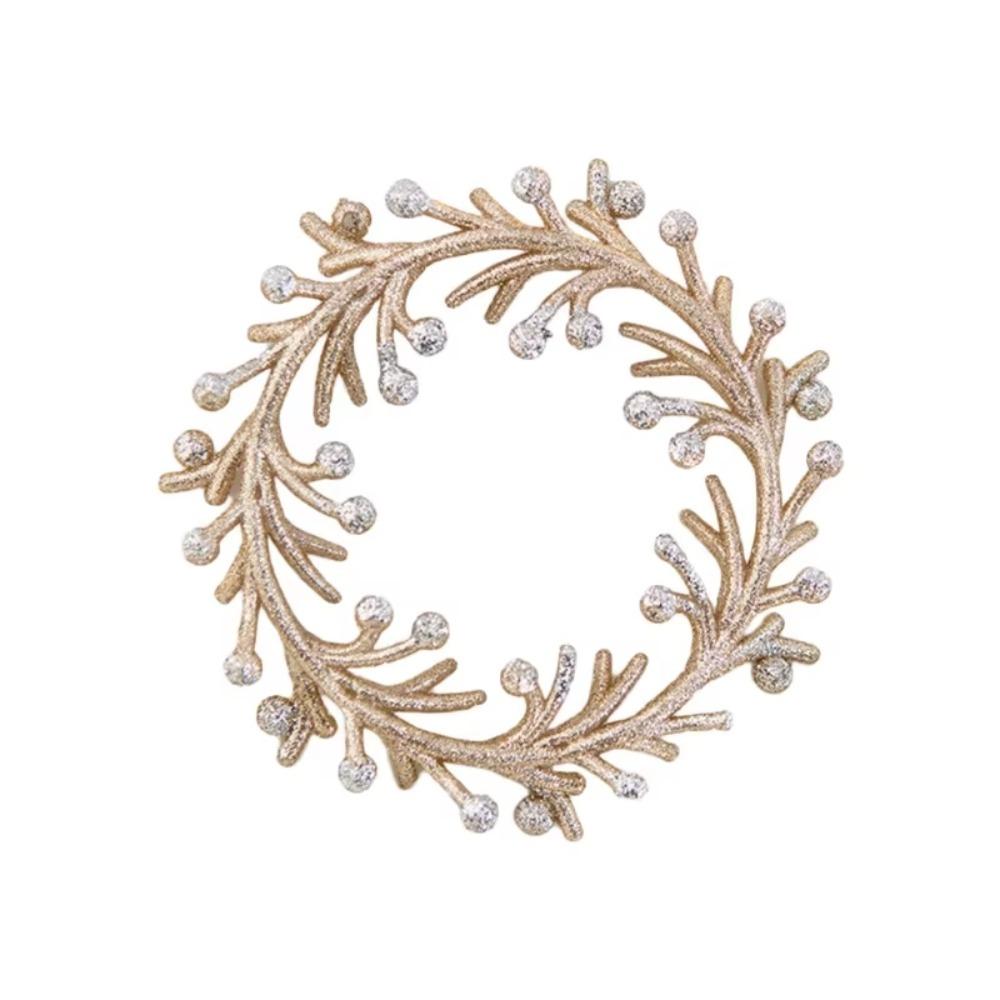 Glitter Christmas Hanging Ornament Champagne Wreath Decoration Xmas Tree Snowflake Pendant  Navidad