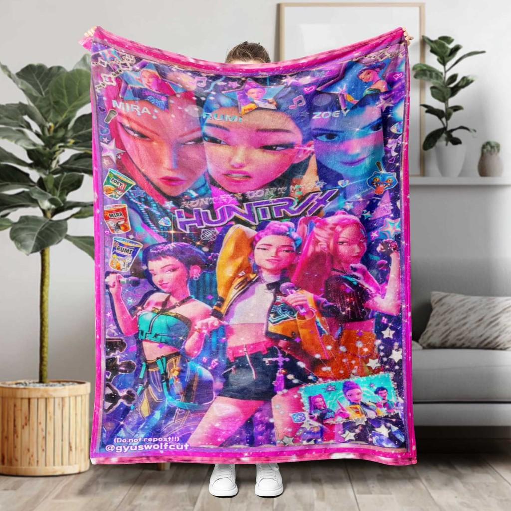 Kpop Dämonenjäger Flanelldecke Kuschelig Große Größe Weich Warm Cartoon Für Schlafzimmer Wohnzimmer Büro Nickerchen Reisen Camping