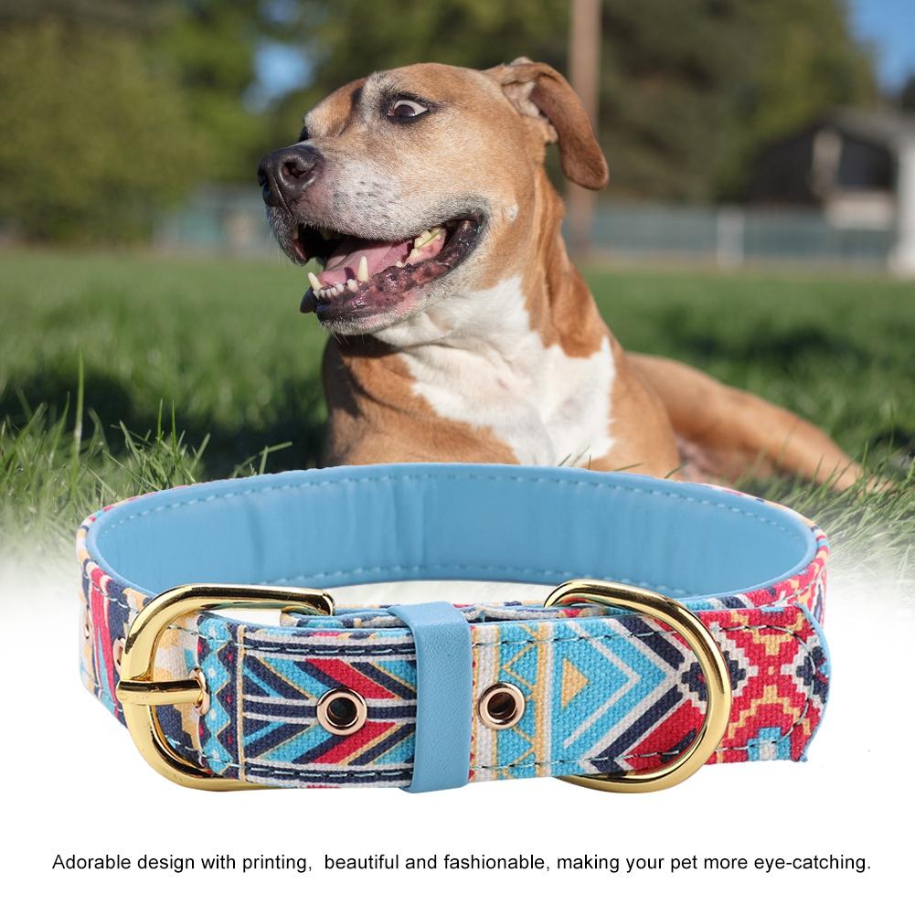 Soft Printing Pet Dog Cat Collar Strap Band Buckle Dog Training Collar (Blue S)