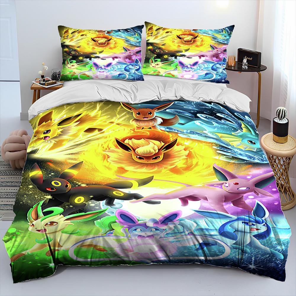 3D Cartoon Pikachu Pokemon Monster Bettdecke Bettwäsche Set Bettbezug Bett Set Steppdecke Bezug Kissenbezug Queen Bettwäsche Set Erwachsene Kinder