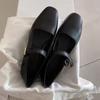 Retro leather square head Mary Jane one-word buckle literary style versatile flat-soled single shoes ballet shoes women