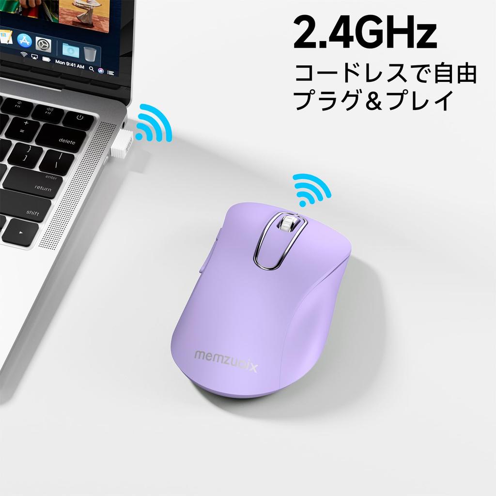 memzuoix Wireless Mouse, 2.4GHz, Ergonomic Design, Long-Term Use, Fatigue-Free, 1400DPI High-Precision Optical Tracking, USB Receiver Included, 5 Butt