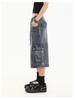 American Retro Women's Denim Capri Pants - Distressed, Multi-Pocket, Loose Straight Leg Design