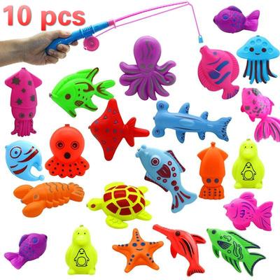 5 piezas de juguete de pesca, caña de pescar, juguetes magnéticos para el baño para niños pequeños