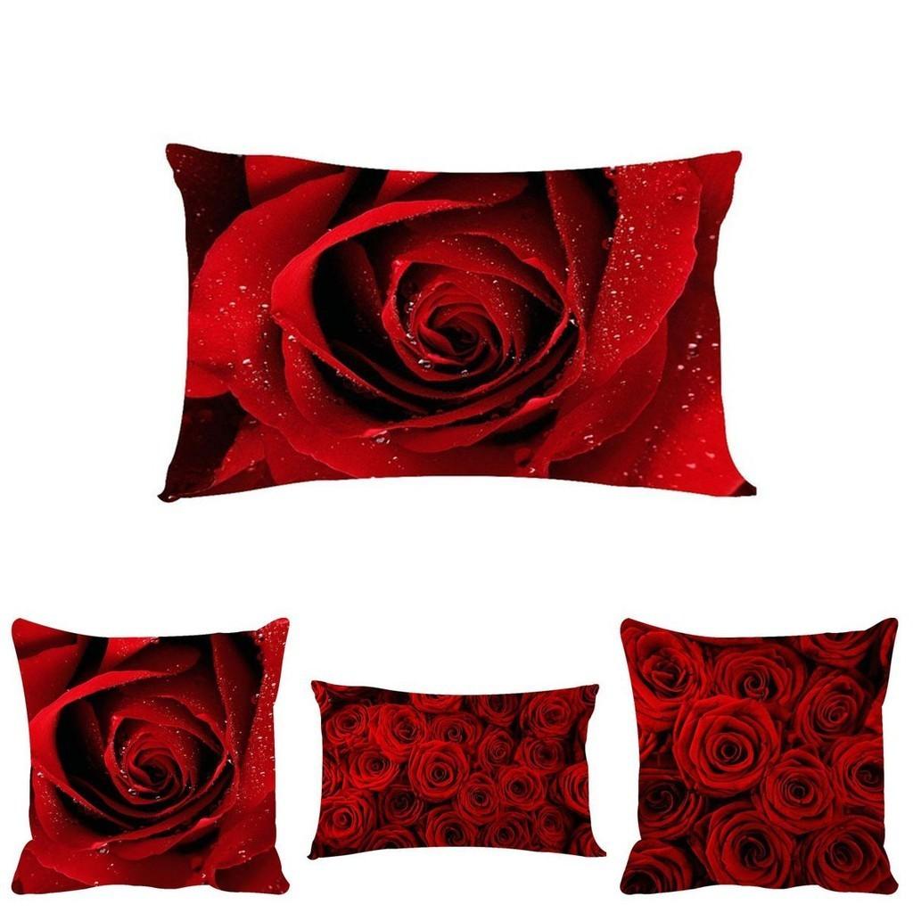 Elegantes Fundas de Almohada Románticas de Rosa en Poliéster Suave Perfectas Para Decoración del Hogar y Comodidad