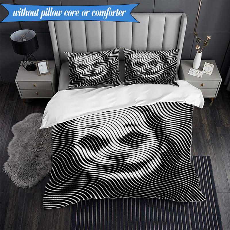 Abstract clown Pattern 3pcs K-pop music group Bedding set,Ideal for Bedroom, Dormitory,Including Duvet Cover And 2pcs Pillowcases,Fan gifts