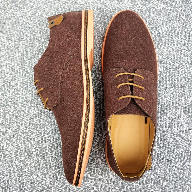 Fashion Autumn Men's Casual Shoes, British Single Shoes, Suede Suede Suede, Cowhide Sole, Plus Size Leather Shoes for Business