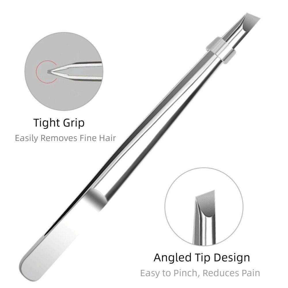 Stainless Steel Eyebrow Tweezers Flat Slant Tip High Precision False Eyelashes Tweezers Multifunction Tweezers Make Up Tool