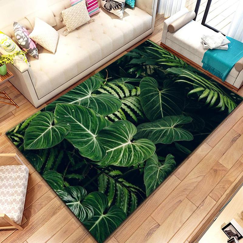 Tropical Leaf Pattern Rug for Bedroom Living Room Carpet for Kitchen Floor Mats Home Decor Non-Slip Floor Pad Rug