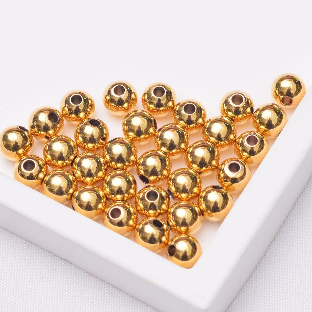 24K Non-Fading Vacuum Gold Spacer Beads with Smooth Surface for Bracelet and Necklace DIY 