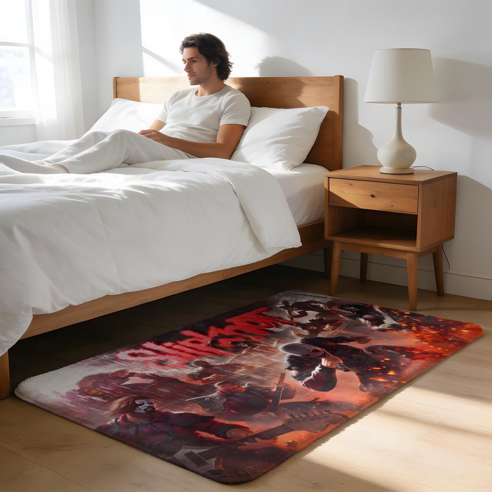 Floor Mat Soft Flannel Rug Non-Slip Absorbent Mat for Bathroom Bedroom Home Decor Rock Band S-slipknot