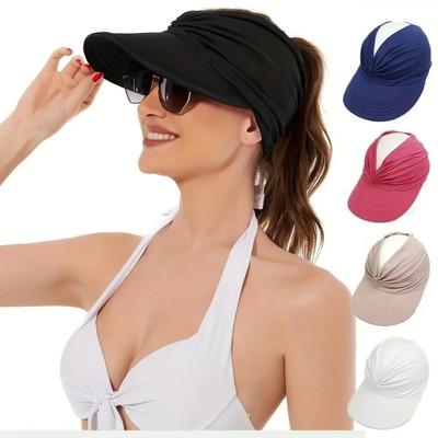 Flexible Sun-Protection Cap Wide Brim Sunscreen Hat Solid Color Outdoor Sports Hat  Outdoor Sport