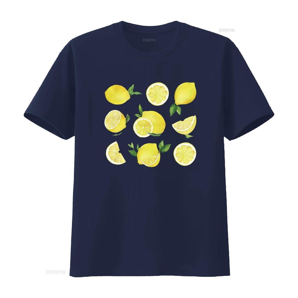 Lemon Print T Shirt Cute Lemons  Casual Adult Women S Sizes Handmade Clothing For Lovers Vintage Washed Versatile