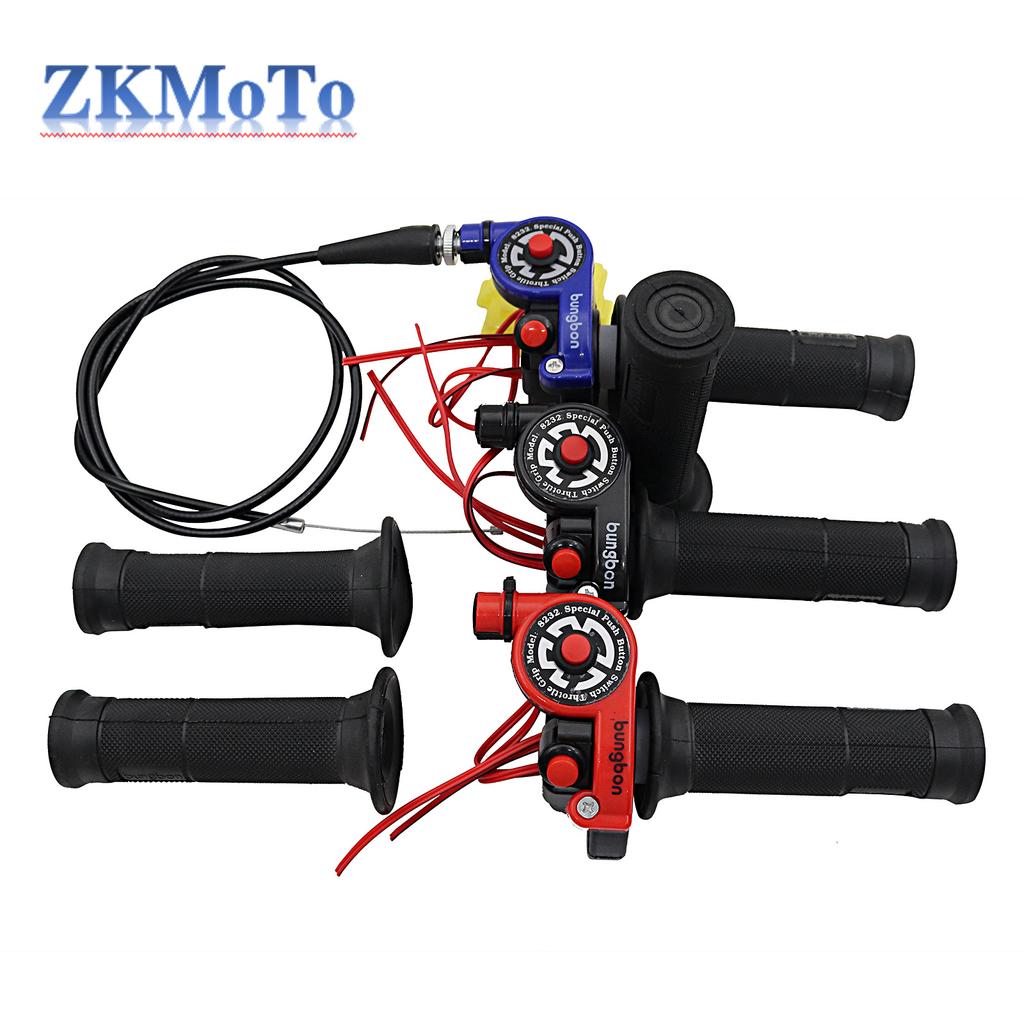 1 Pair 22mm 7/8'' Motorcycle Twist Throttle Grip With Cable Handlebar Accelerator With Engine On/Off Button For Honda Yamaha