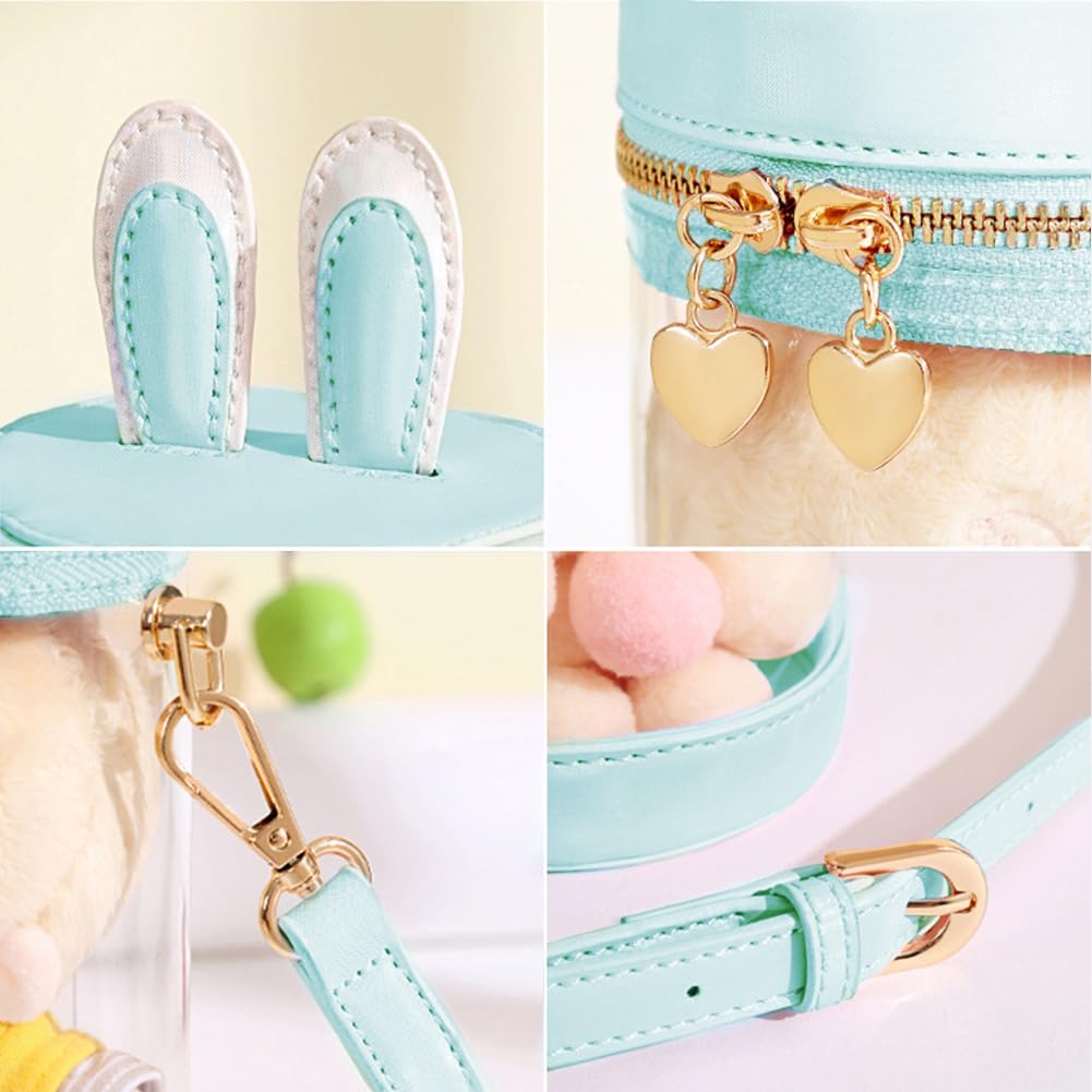 Ita Show Shoulder for for 20cm Stuffed Rabbit for Going Transparent Mini Cylindrical with Lid 20cm [YUYAKESHI] Bag, Bag, Bag, Events, Animals, Ears,