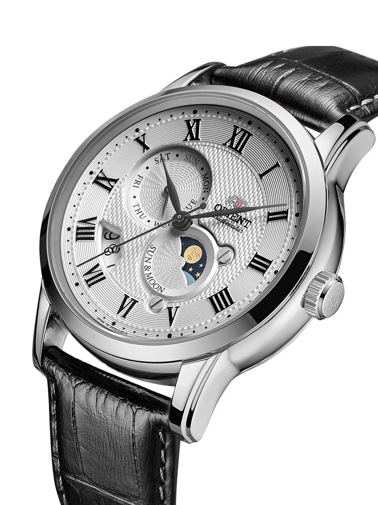 The Orient Men's Mechanical Watch Features An Automatic Mechanical Stainless Steel Case And Leather Strap, RA-AK0008S10B