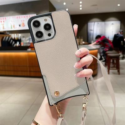 Crossbody Wallet Phone Case for IPhone 16E 16 15 14 Plus 13 12 11 Pro Max Leather Cover with Card Holder Lanyard Rope Strap