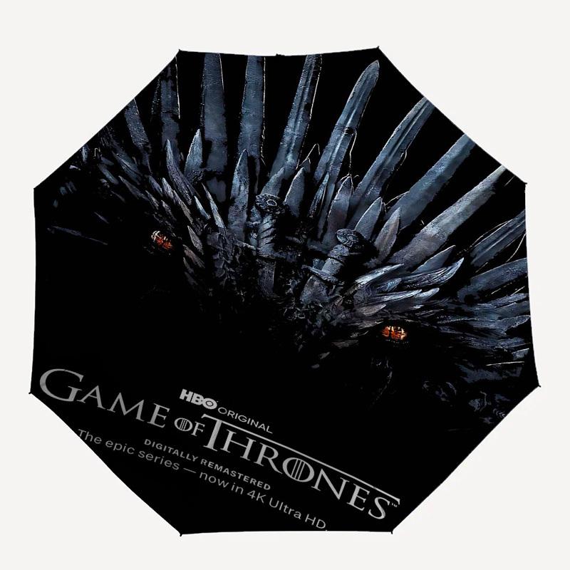 

1pc Game of Thrones 4K Ultra HD Automatic Folding Umbrella - Compact 8-Rib Design, Durable Plastic & Iron1056L