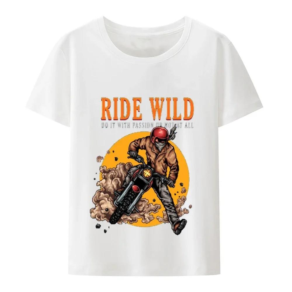 Ride Wild  Graphic  T-shirt for  Men  Top  Casua Vintage T Shirts  Short-sleev Harajuku  Street Fashion Camisa Men Clothing
