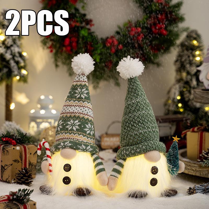 2025 Gnome Christmas Decorations 30cm Light Up Christmas Gnomes Plush Doll Ornaments Knited Elf Dwarf Gift Home Table Decoration
