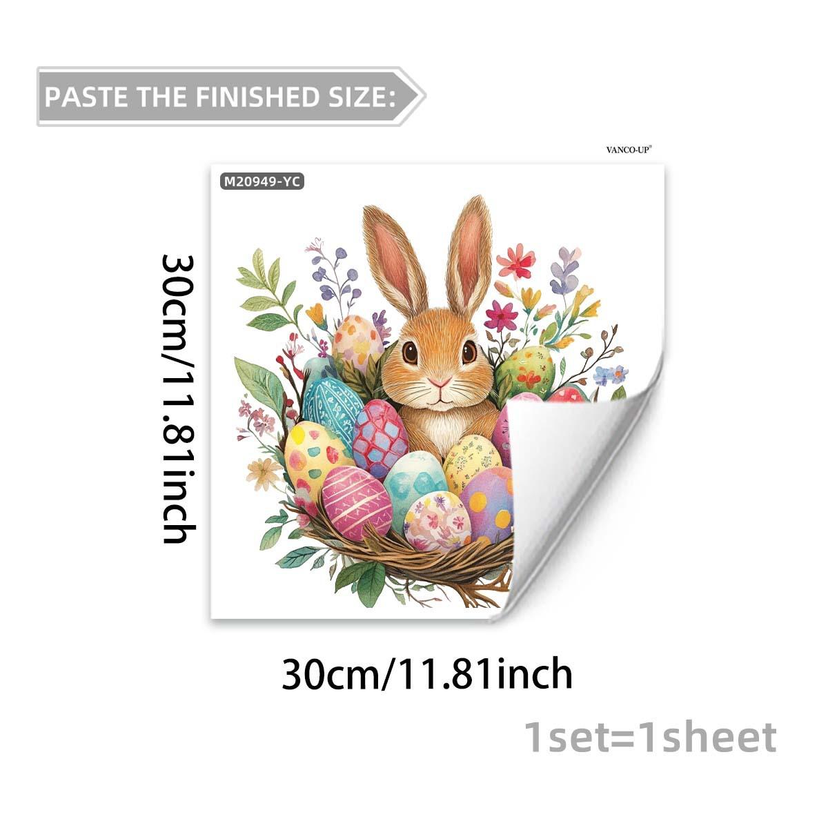 

Easter Wall Stickers, Creative Gentleman Bunny Decor, Self-Adhesive Wall Art for Bedroom Living Room Holiday Background Decoration 30x30cm