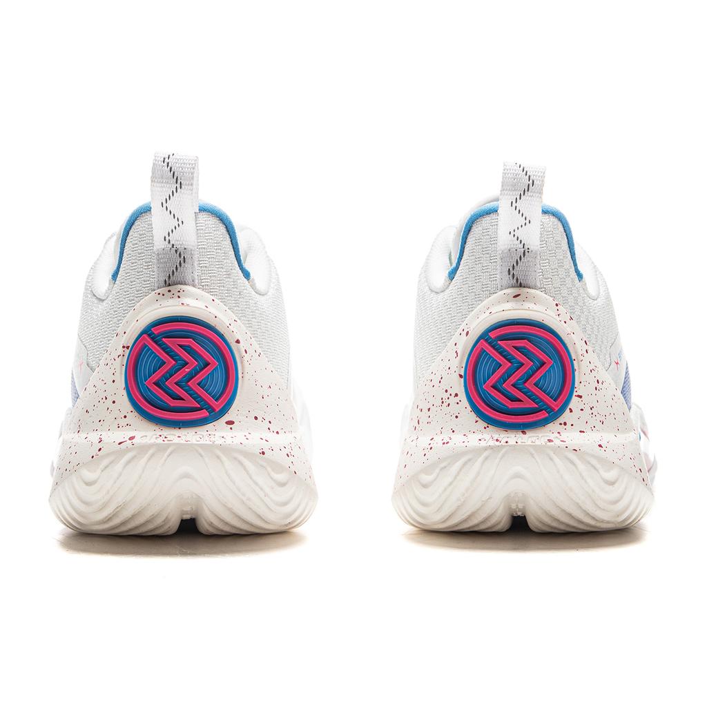 New LiNing Speed 10 Cushioning, Wear Resistant Low Top Basketball Shoes Men's White Pink Blue ABAT085-76