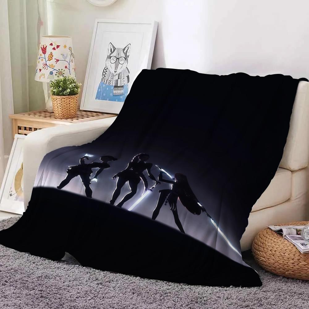 KPop Demon Hunters Blanket pattern set: Anime style, from mysterious characters to youthful images, warm and warm