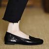 French Soft Leather Shallow Mouth Flat-soled Single Shoes Women's 2025 New Soft-soled One-pedal Square Head Low-heeled Doudou Loafers