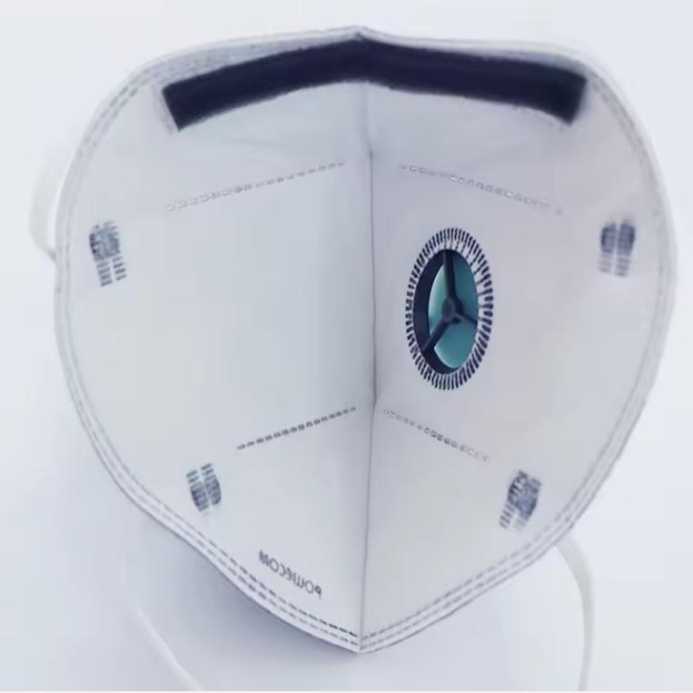 Powecom KN95 Gesichtsmaske Aktivkohle 6 Lagen Filterung Kopfband 1890V Atemventil Einzeln verpackt Industriestaub