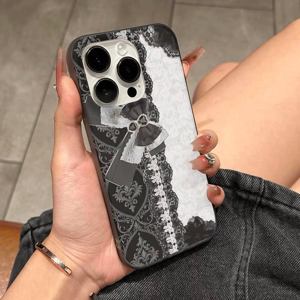 Lace Pattern For IPhone 16 15 11 12 13 14 17 Pro Max PLUS Pro Soft Corrugated Silicone Back Phone Case