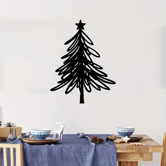 Metal Christmas Tree Wall Decoration Modern Minimalist Black Abstract Tree Wall Art Home Office Living Room Bedroom Wall Hanging Ornament