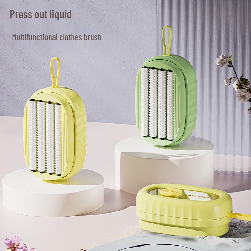 Soft Rubber Foaming Laundry Brush with Press-to-Dispense for Intimate Clothing and Underwear Cleaning