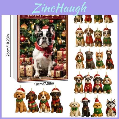 Calendario de Adviento Acrílico para Amantes de los Perros de Navidad Con 24 Piezas Decorativas Para Regalos Navideños
