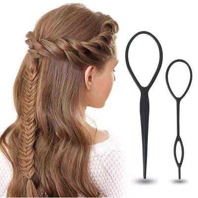 1 Satz(2 Stück) Pferdeschwanz-Kunststoff-Schleife, Styling-Tools, einfache magische Haar-Twist-Styling-Clip-Flechter-Tools, schwarzer Dutt-Frisuren-Maker