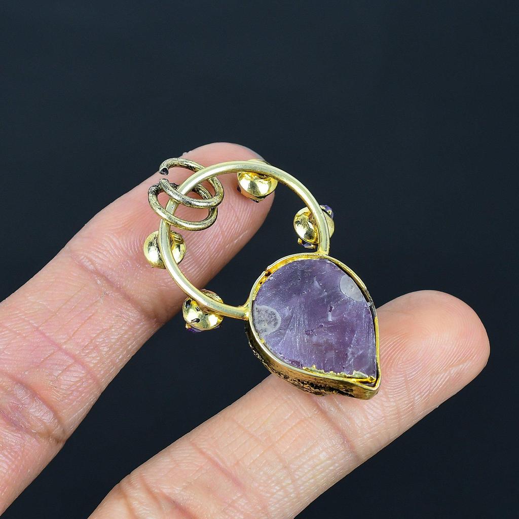 Amethyst Pendant Gemstone Jewelry, Copper Electroformed Silver Pendant, Gift For Women Handmade Pendant