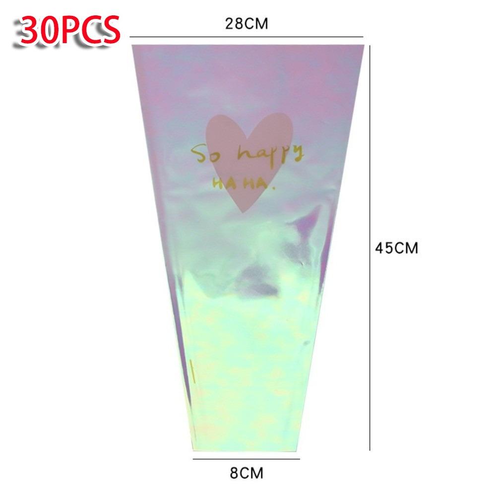 30PCS Love Heart Flower Packaging Bag Waterproof Bouquet Packaging Sleeve Flower Wrapping Bag