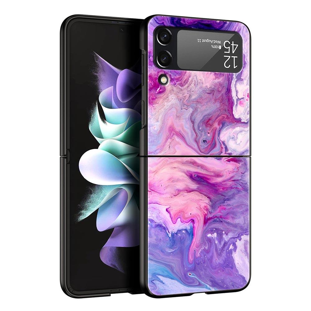 Vintage Marble Hard PC Phone Case For Samsung Galaxy Z Flip 7 6 5 4 Black Cover For Galaxy Z Flip 3 Foldable Shell Fundas Capas