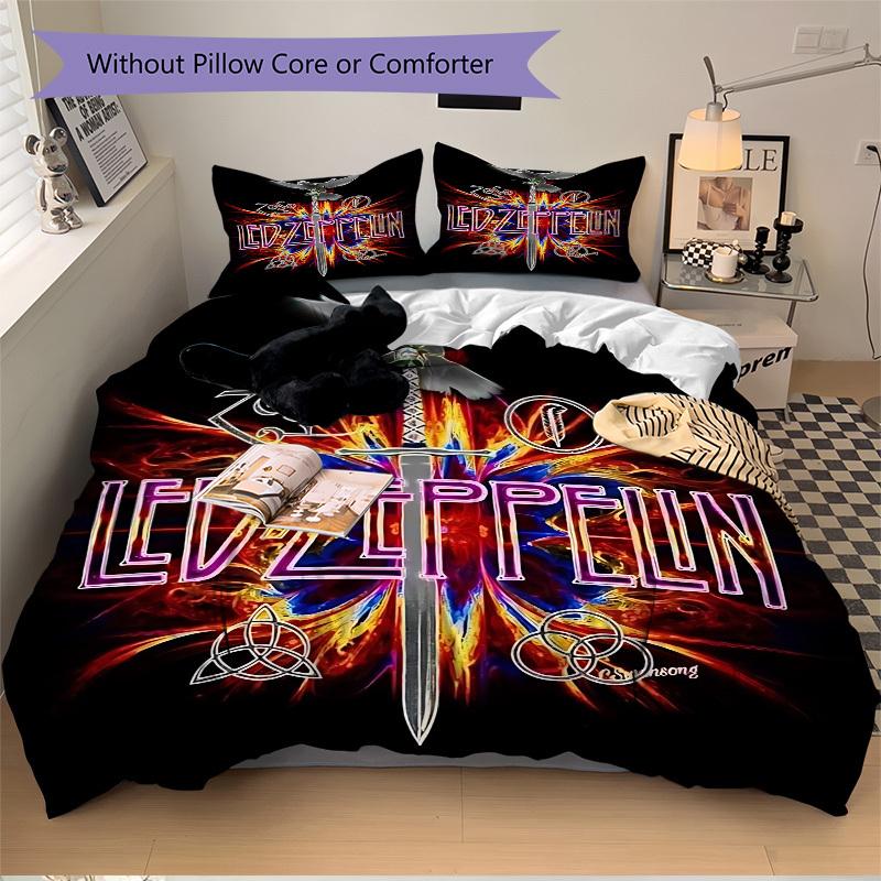 3pcs LED ZEPPELIN Cover Set, 1 Cover + 2 Pillowcases (No Insert), Bedding for All Seasons, Bedding,Bedroom Decor yy250922021
