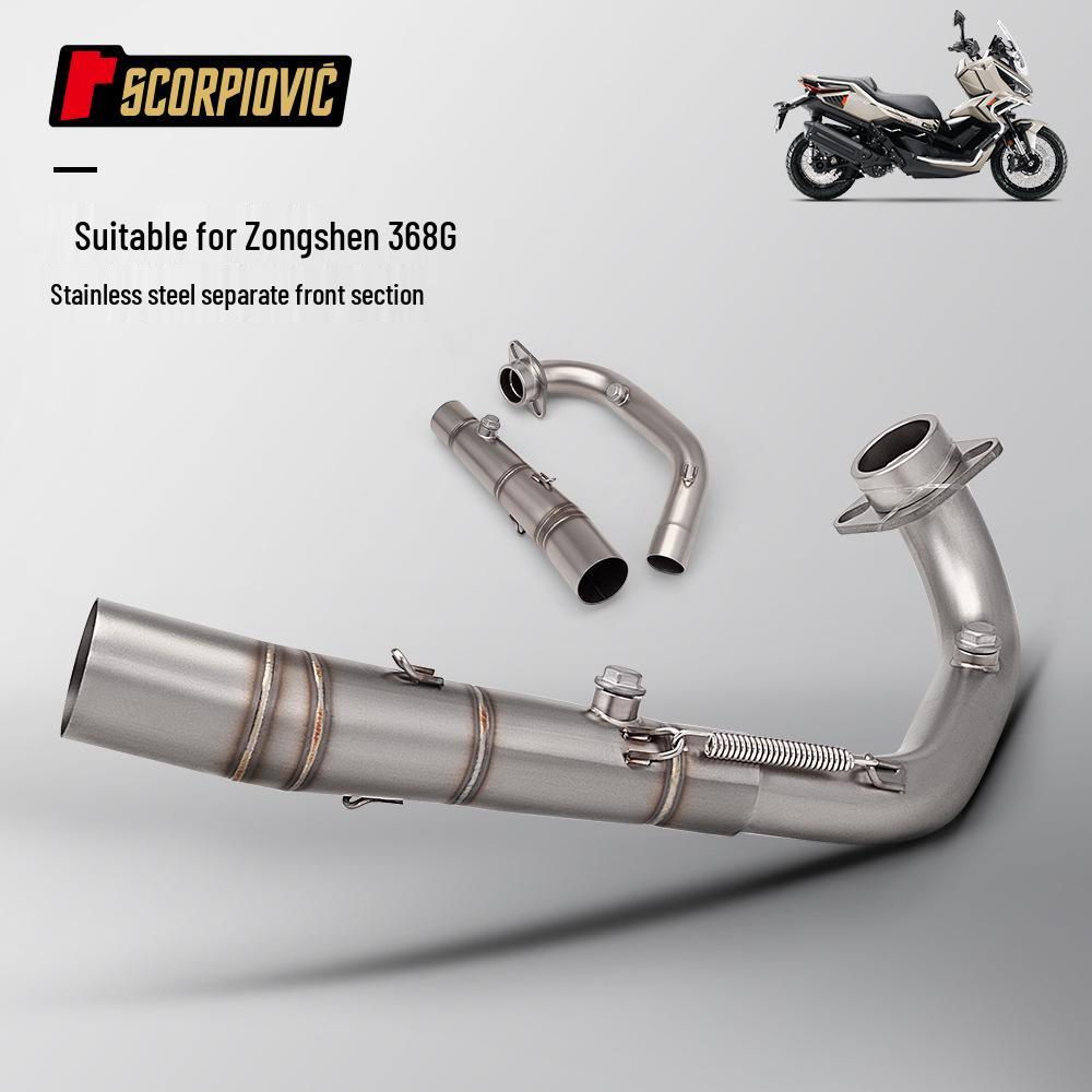 Lifan 368G Motorbike Exhaust System: Stainless Steel Front & Rear Muffler