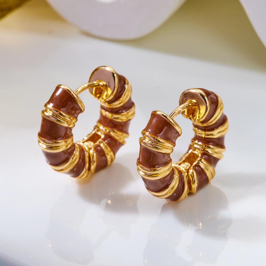 French Romantic Retro Enamel Round Hoop Earrings Colorful Dripping Oil Huggies For Women Elegant Party Jewelry