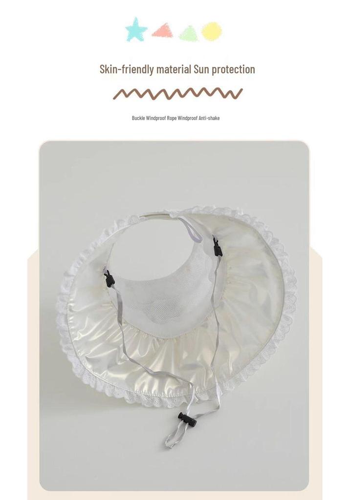 Children's UV Protection Summer Sun Hat - Sweet Princess Wide Brim Visor for Baby Girls
