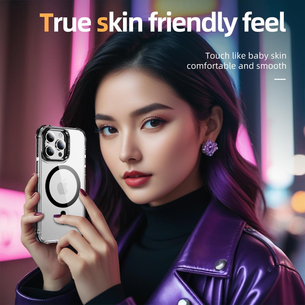 For iPhone 12 Pro Max Clear Phone Case with Lens Kickstand Cover Compatible with MagSafe