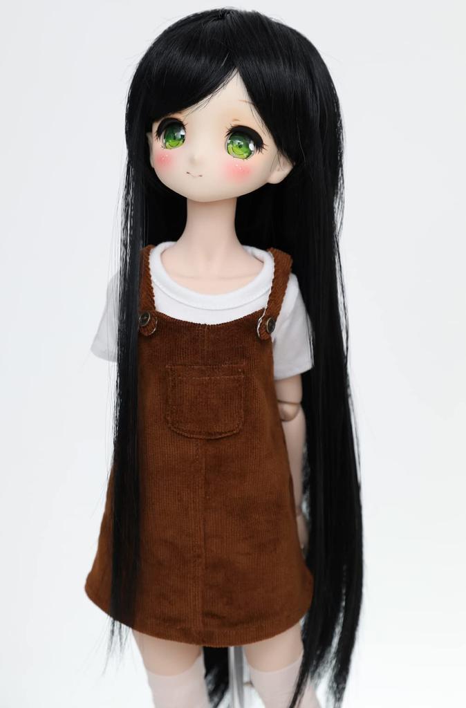 Linfairy 8-9 Inch 13 Size Doll Wig, Figure, BJD Long Wig (Black)