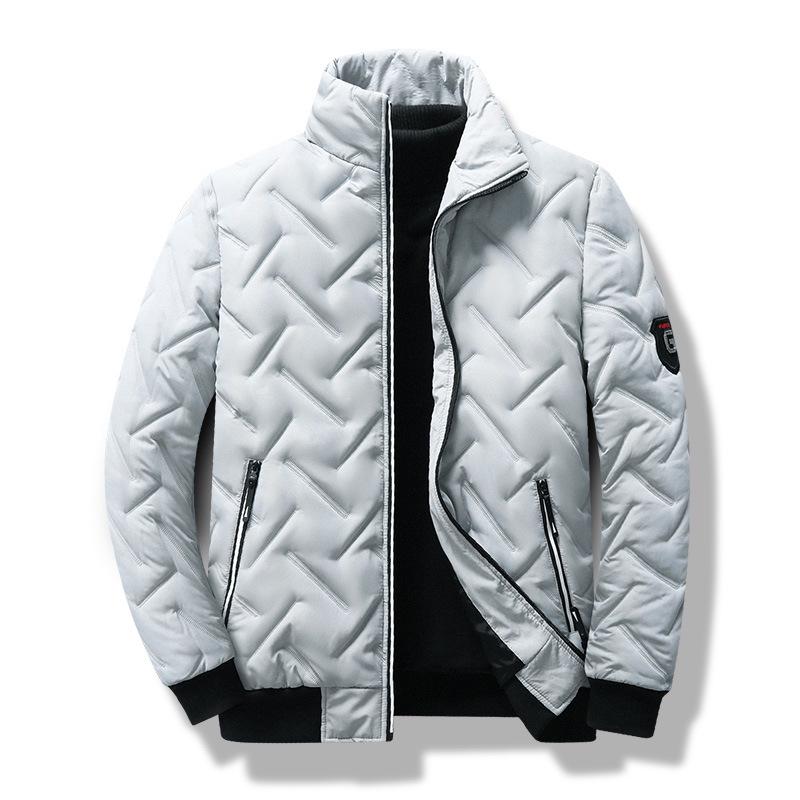 Men's Lightweight Autumn Winter Cotton Jacket - 2025 Trendy Stand Collar, Pearl Cotton Warm Top