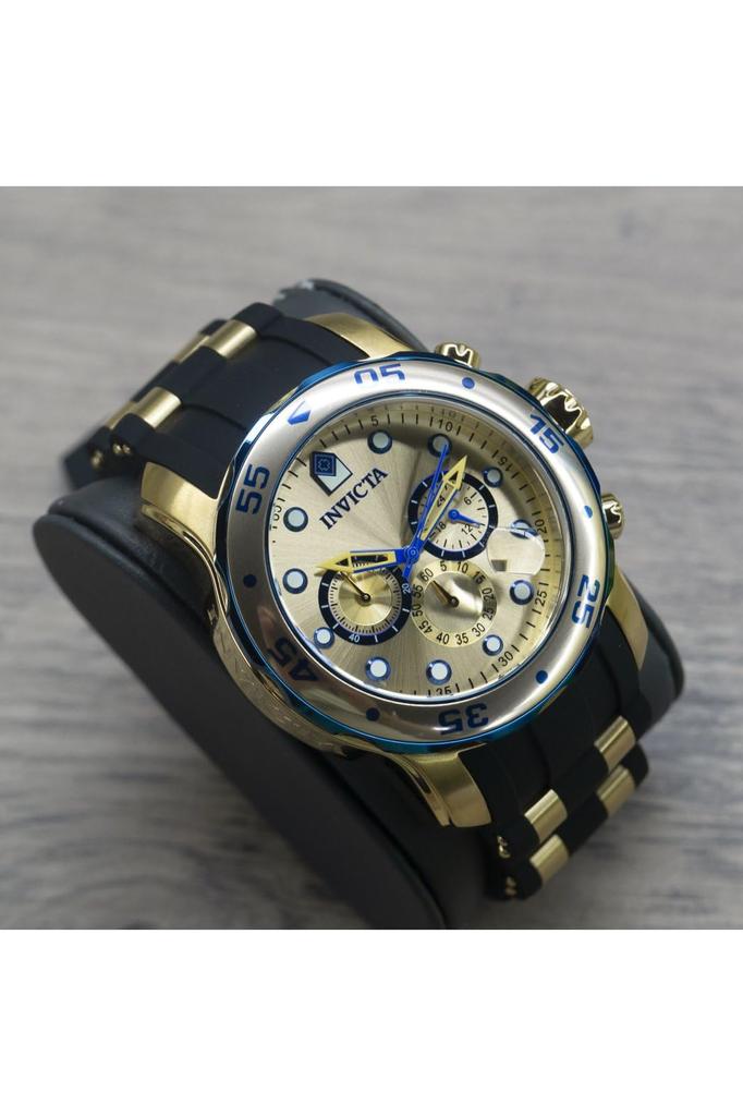 Invicta Pro Diver 48mm Stainless Steel Polyurethane Gold [Invicta] Men's Watch, Quartz, Case, Gold/Black Strap, Strap, Dial, 17887, Men's [Authorized